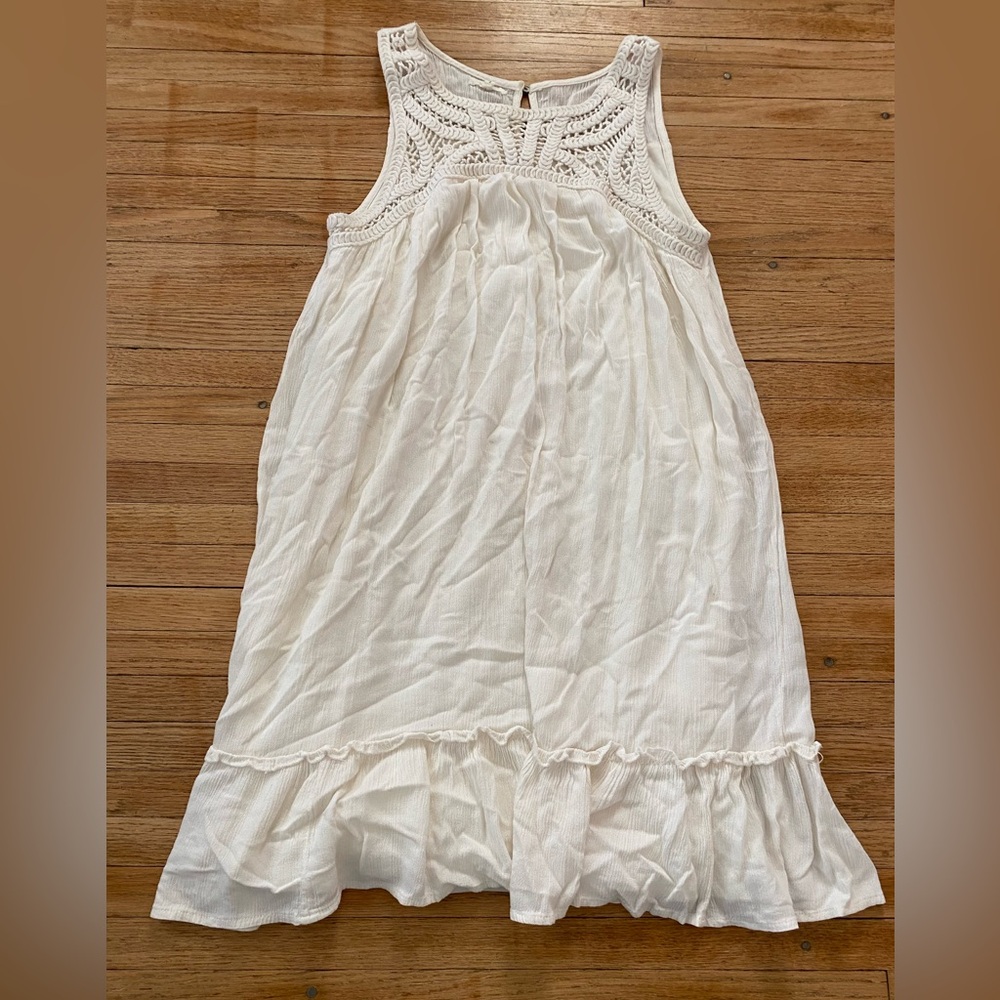 Maurice’s Women S Loose Fit Knee Length White Sleeveless Crochet Dress